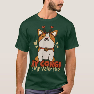 T-shirt Mon Corgi Est Mon Valentin, Propriétaire De Corgi