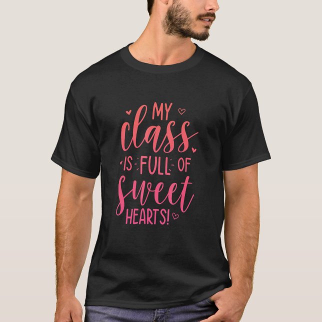 T-shirt Mon Cours Est Plein De Coeurs Douces Enseignant L' (Devant)
