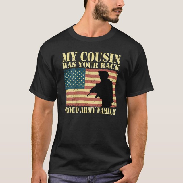 T-shirt Mon cousin a ton dos Fière Famille Armée Militaire (Devant)
