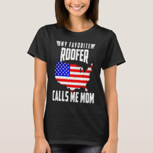 T-shirt Mon couvreur préféré m'appelle maman USA drapeau a