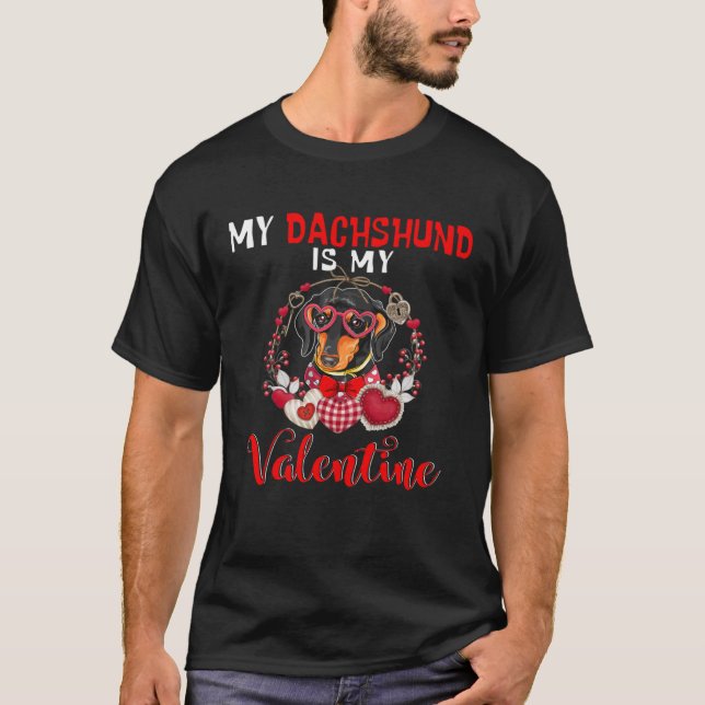 T-shirt Mon Dachshund Est Mon Chien Valentin (Devant)