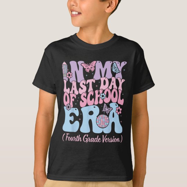 T-shirt Mon Dernier jour de l'école Époque 4e année Enseig (Devant)