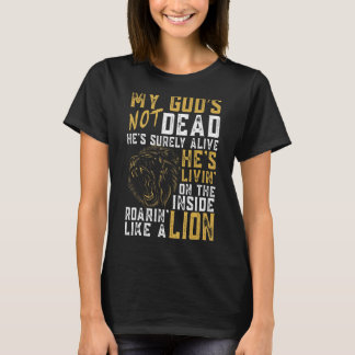 T-shirt Mon Dieu n'est pas mort Lion Christian Christ fait