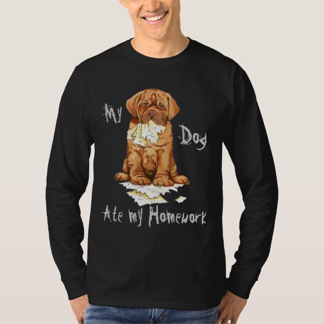 T-shirt Mon Dogue de Bordeaux Mange Mes devoirs (Devant)