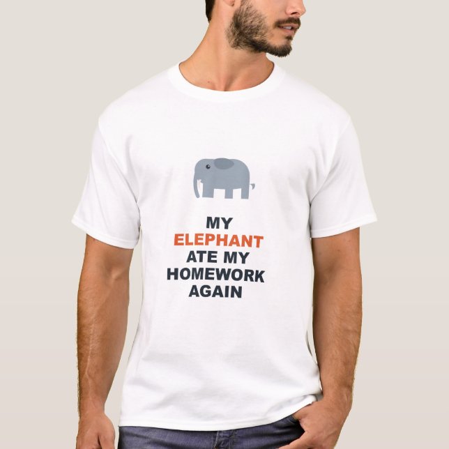 T-shirt Mon éléphant a encore mangé mes devoirs (Devant)