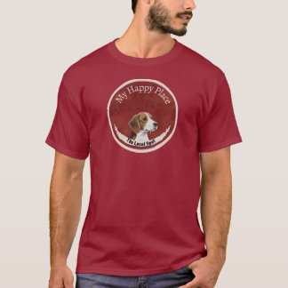T-shirt Mon Endroit Heureux Chien Beagle Design Cercle Vin