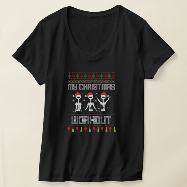 T-shirt Mon entraînement de Noël Gym Vin Vin Vin Noël Cade (Poser)