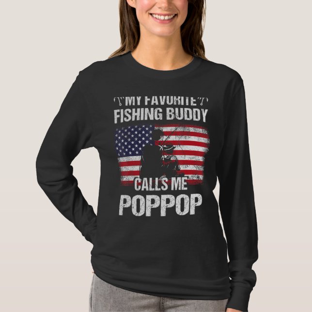 T-shirt Mon Époux De Pêche Préféré M'Appelle Drapeau Pop P (Devant)