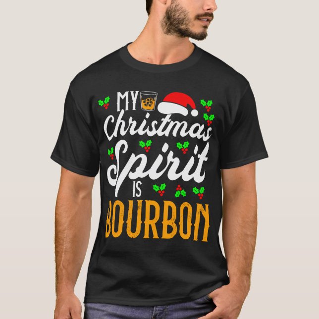 T-shirt Mon Esprit De Noël Est Bourbon. Noël drôle (Devant)