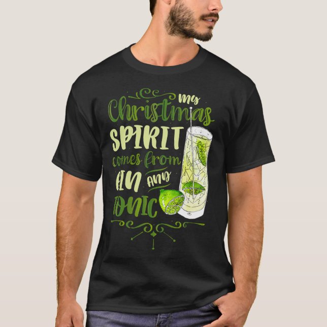 T-shirt Mon esprit de Noël vient de Gin et Tonic (Devant)
