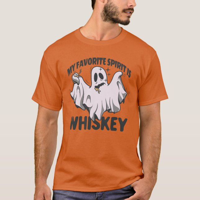 T-shirt Mon Esprit Favori Est Whiskey Halloween Ghost (Devant)
