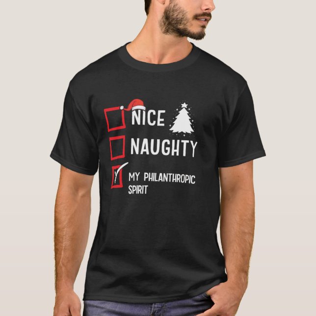 T-shirt Mon esprit philanthropique Nice Naughty Noël  (Devant)