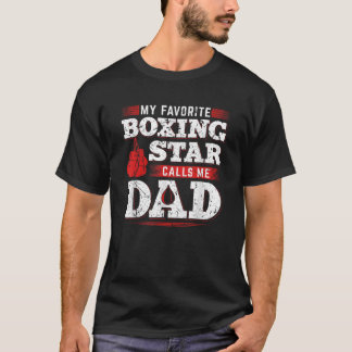 T-shirt Mon Étoile De Boxe Préférée M'Appelle Papa Fils Fi