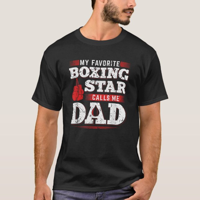 T-shirt Mon Étoile De Boxe Préférée M'Appelle Papa Fils Fi (Devant)