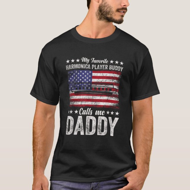 T-shirt Mon Favori Harmonica Buddy Call Me Daddy Musician (Devant)