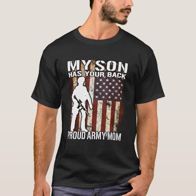 T-shirt Mon Fils A Ton Dos Fier Armée Maman Militaire Mère (Devant)