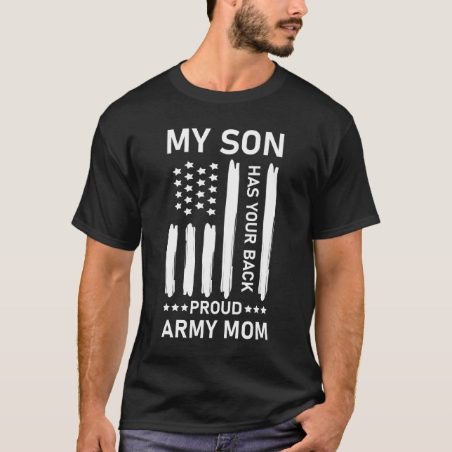 T-shirt Mon fils a ton dos Fier Armée maman - USA American (Devant)