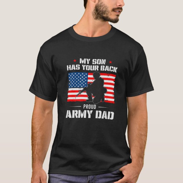 T-shirt Mon Fils A Ton Dos - Fier Armée Papa Militaire Gra (Devant)