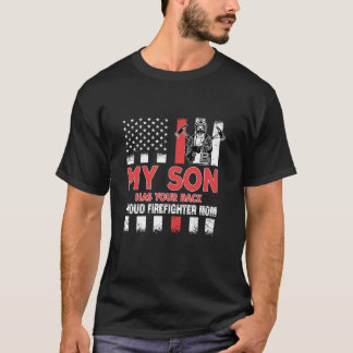 T-shirt Mon Fils A Ton Dos Fier Pompier Maman Papa Vet