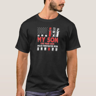 T-shirt Mon Fils A Ton Dos Fier Pompier Maman Papa Vet