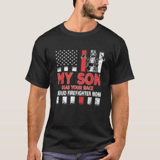 T-shirt Mon Fils A Ton Dos Fier Pompier Maman Papa Vet