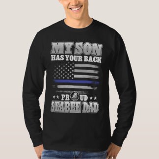 T-shirt Mon fils a votre dos Fier père Seabee militaire Gi