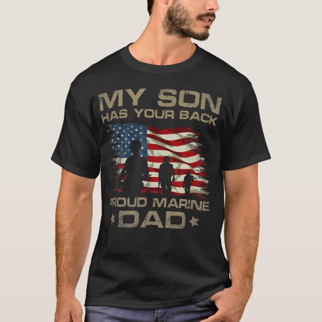 T-shirt Mon fils a votre dos - Marin - Papa (Devant)