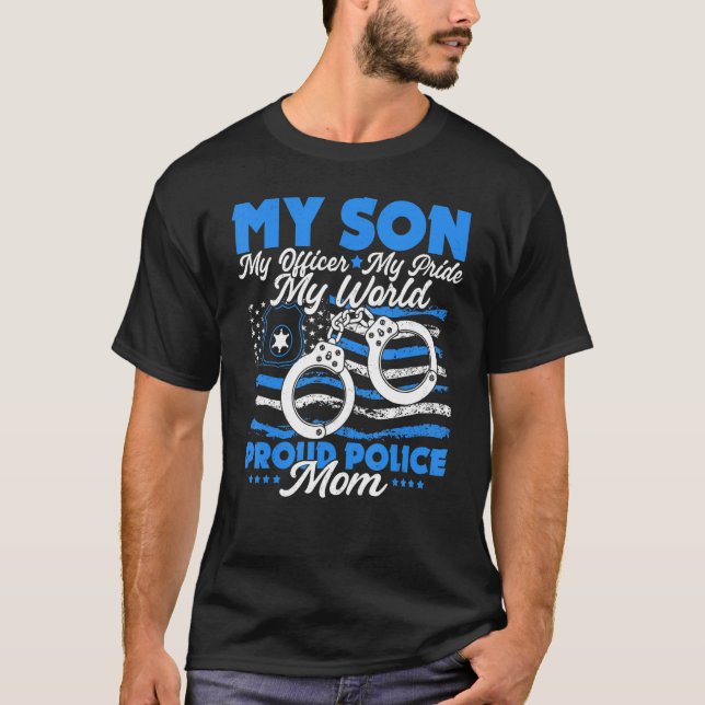 T-shirt Mon Fils Est Un Agent Courageux De L'Application D (Devant)