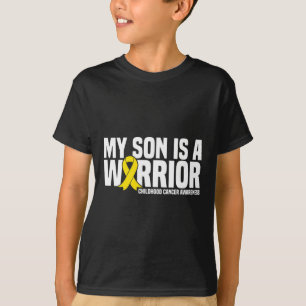 T-shirt Mon fils est un guerrier jaune Ruban Cancer de l'e