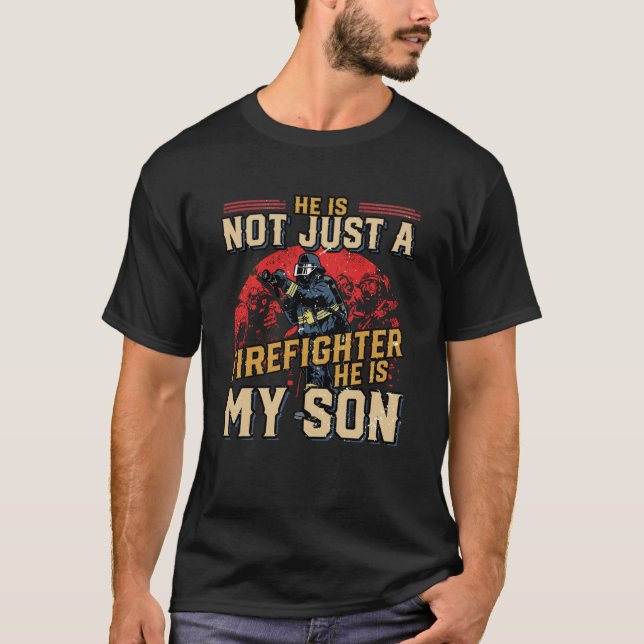 T-shirt Mon Fils Est Un Pompier Fière Feu De Famille Maman (Devant)