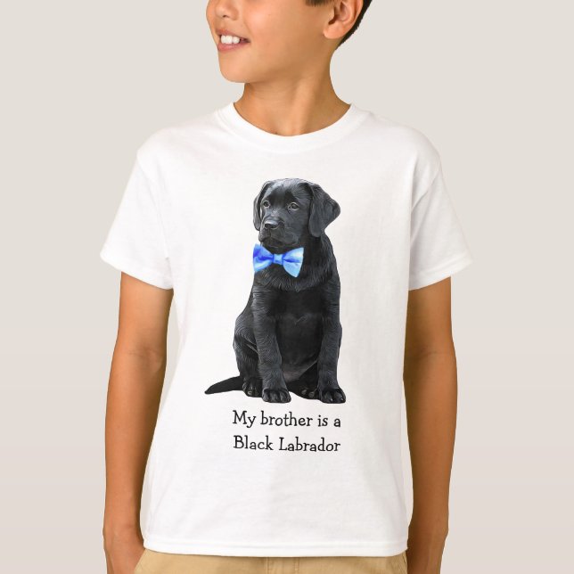 T-shirt Mon frère est Black Lab - Black Labrador Puppy Boy (Devant)