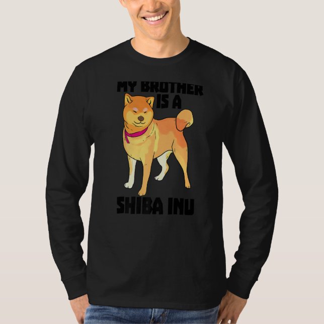 T-shirt Mon Frère Est Shiba Inu Drôle Femmes Chasse Chien  (Devant)