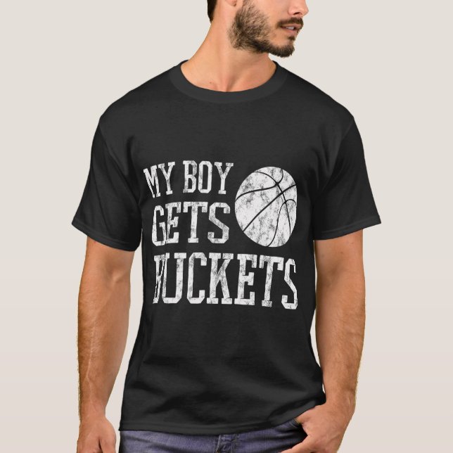 T-shirt Mon Garçon Obtient Des Bouquets Chemise De Basket- (Devant)