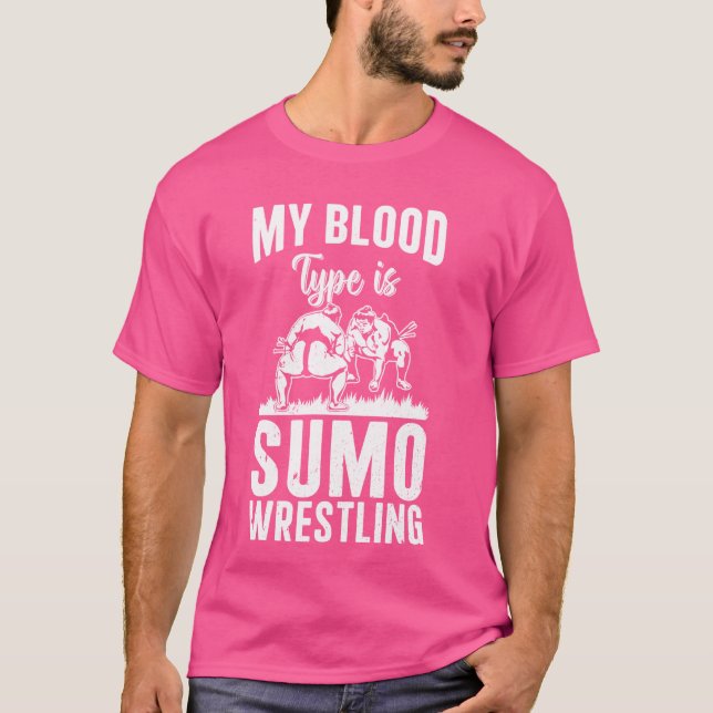 T-shirt Mon groupe sanguin est la lutte au sumo - Funny Su (Devant)
