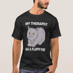 T-shirt Mon Hérapiste A Une Fourrure Fluffée Miau Cat Kitt