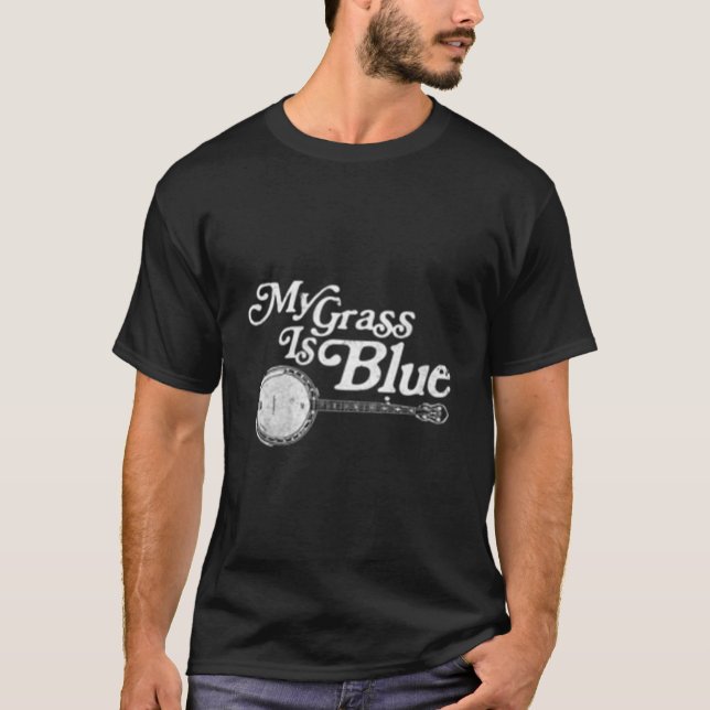 T-shirt Mon Herbe Est Bleu Bluegrass Banjo (Devant)