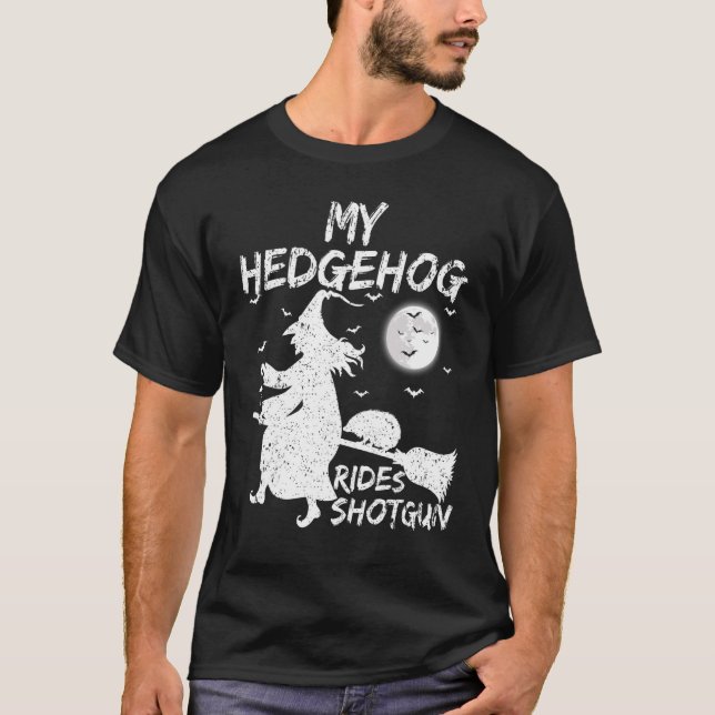 T-shirt Mon hérisson roule Shotgun Witch Hedgehog Hallowee (Devant)
