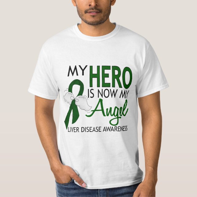 T-shirt Mon héros est mon affection hépatique d'ange (Devant)