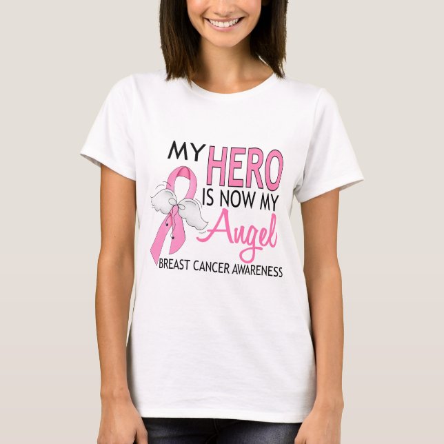 T-shirt Mon Héros Est Mon Ange Cancer Du Sein (Devant)