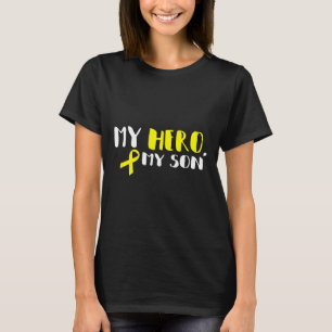 T-shirt Mon Héros Mon Fils - Gold Ruban Cancer de l'Enfanc