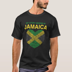 T-shirt Mon histoire commence en Jamaïque Drapeau jamaïcai