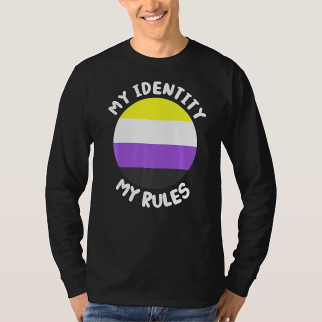 T-shirt Mon identité mes règles drapeau non binaire Non bi (Devant)