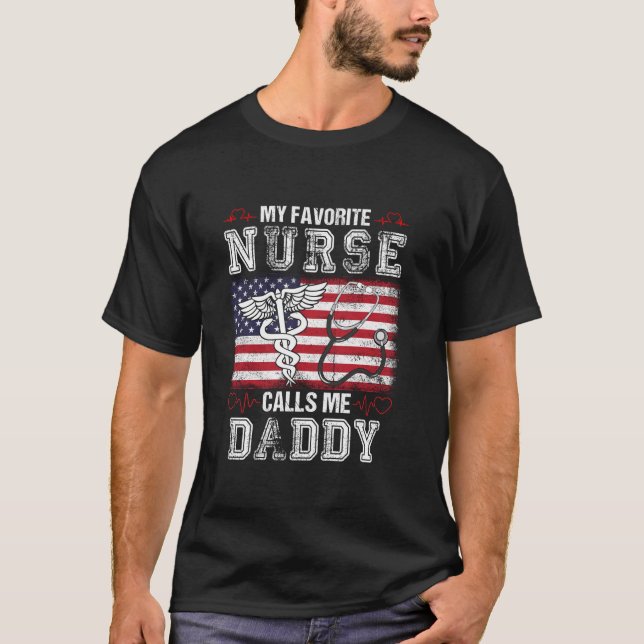 T-shirt Mon infirmière préférée m'appelle Daddy USA Drapea (Devant)