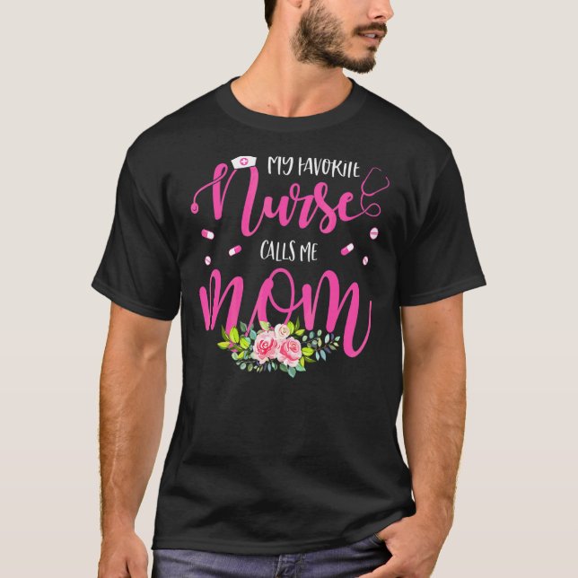 T-shirt Mon Infirmière Préférée M'Appelle Maman Fleurs Mig (Devant)