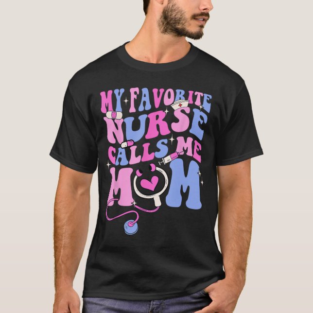T-shirt Mon infirmière préférée m'appelle maman Stethoscop (Devant)