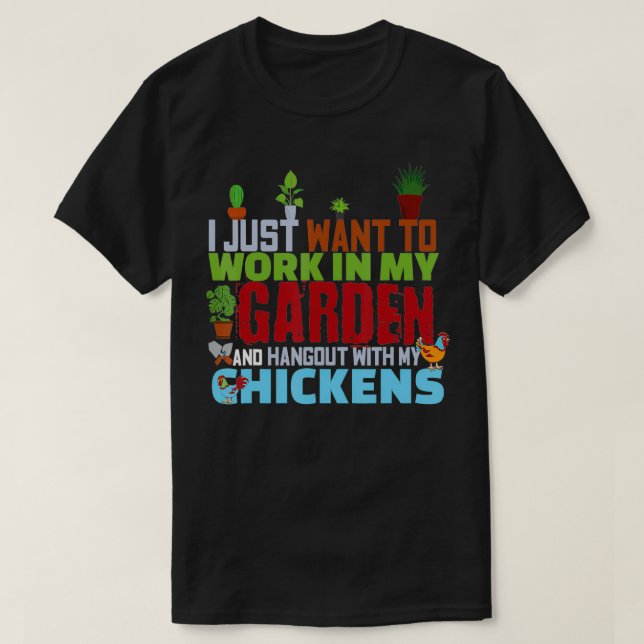 T-shirt Mon Jardin De Poignée Mes Poulets (Design devant)