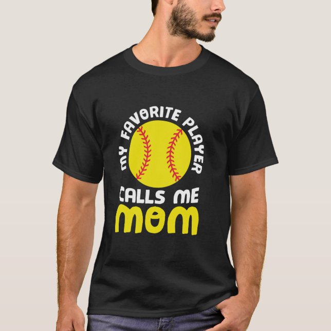T-shirt Mon Joueur De Baseball favori Appelez Maman Mères  (Devant)