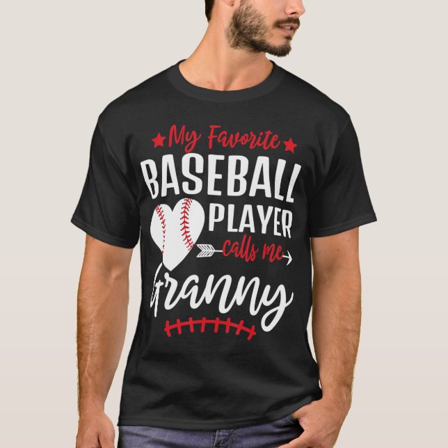 T-shirt Mon Joueur De Baseball favori M'Appelle Granny (Devant)