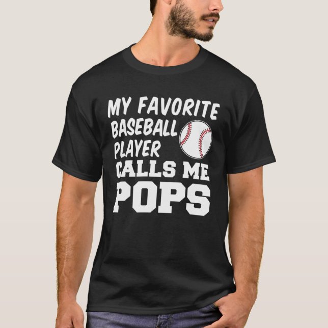 T-shirt Mon Joueur De Baseball Préféré M'Appelle Des Pops (Devant)