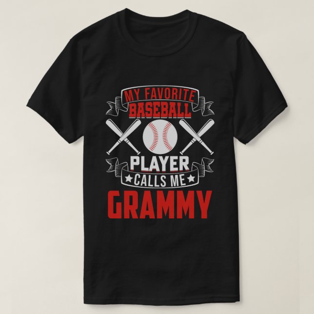T-shirt Mon Joueur De Baseball Préféré M'Appelle GRAMMMY (Design devant)